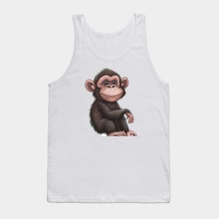 Cute Chimpanzee Drawing Tank Top